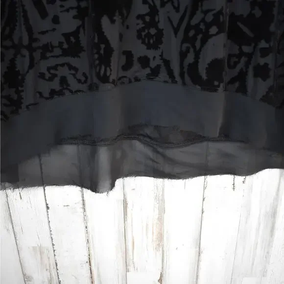 Simply Vera Wang black velvet burnout long sleeve shirt top size xlarge whimsy - Picture 4 of 10